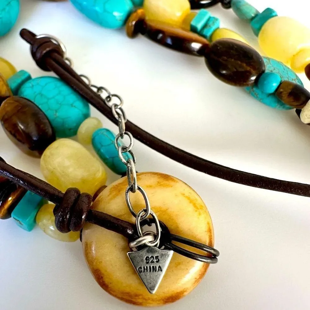 Silpada Retired N1858 .925 Sterling Silver Turquoise Tiger Eye Quartz Necklace